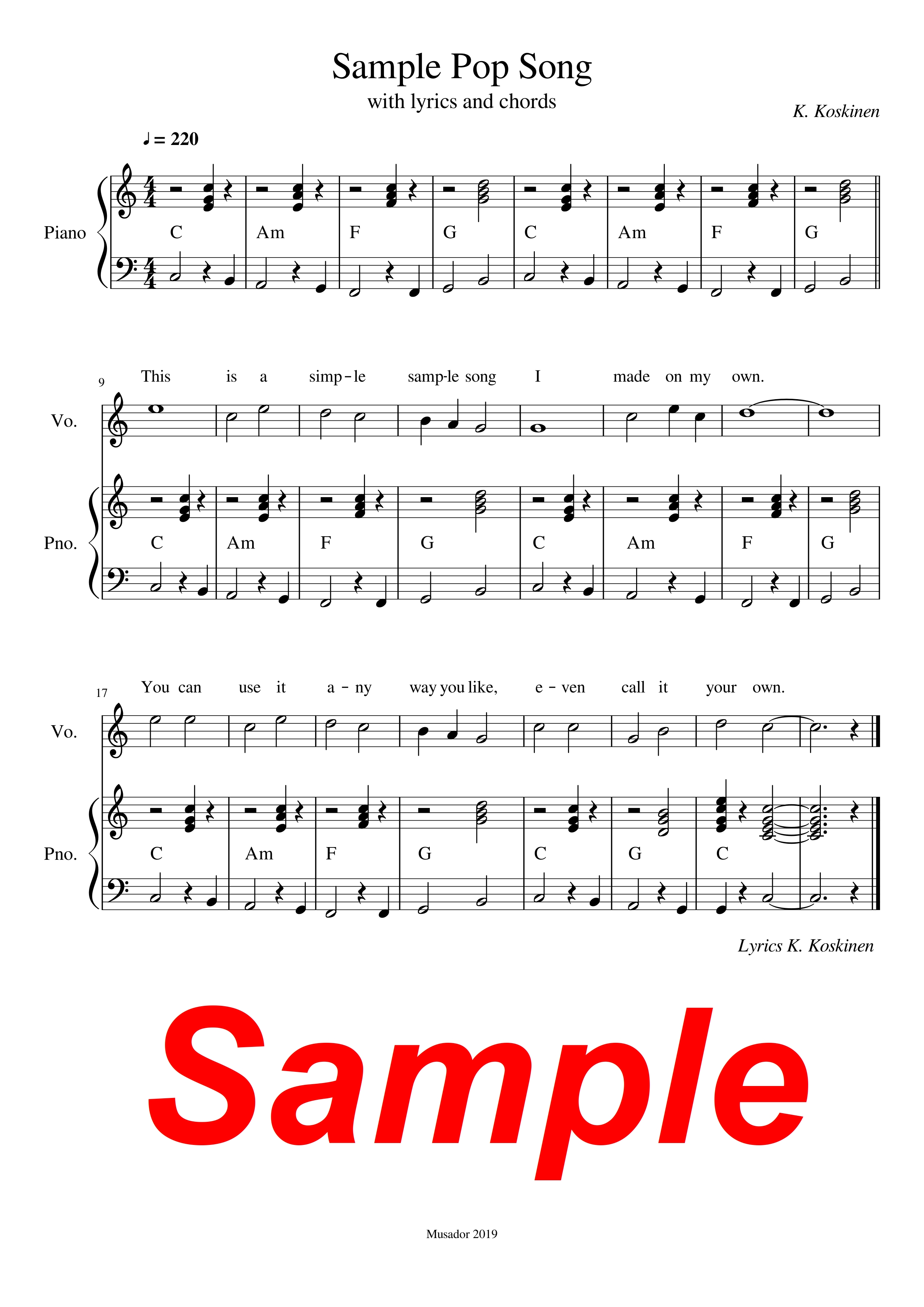 Sample Pop Song